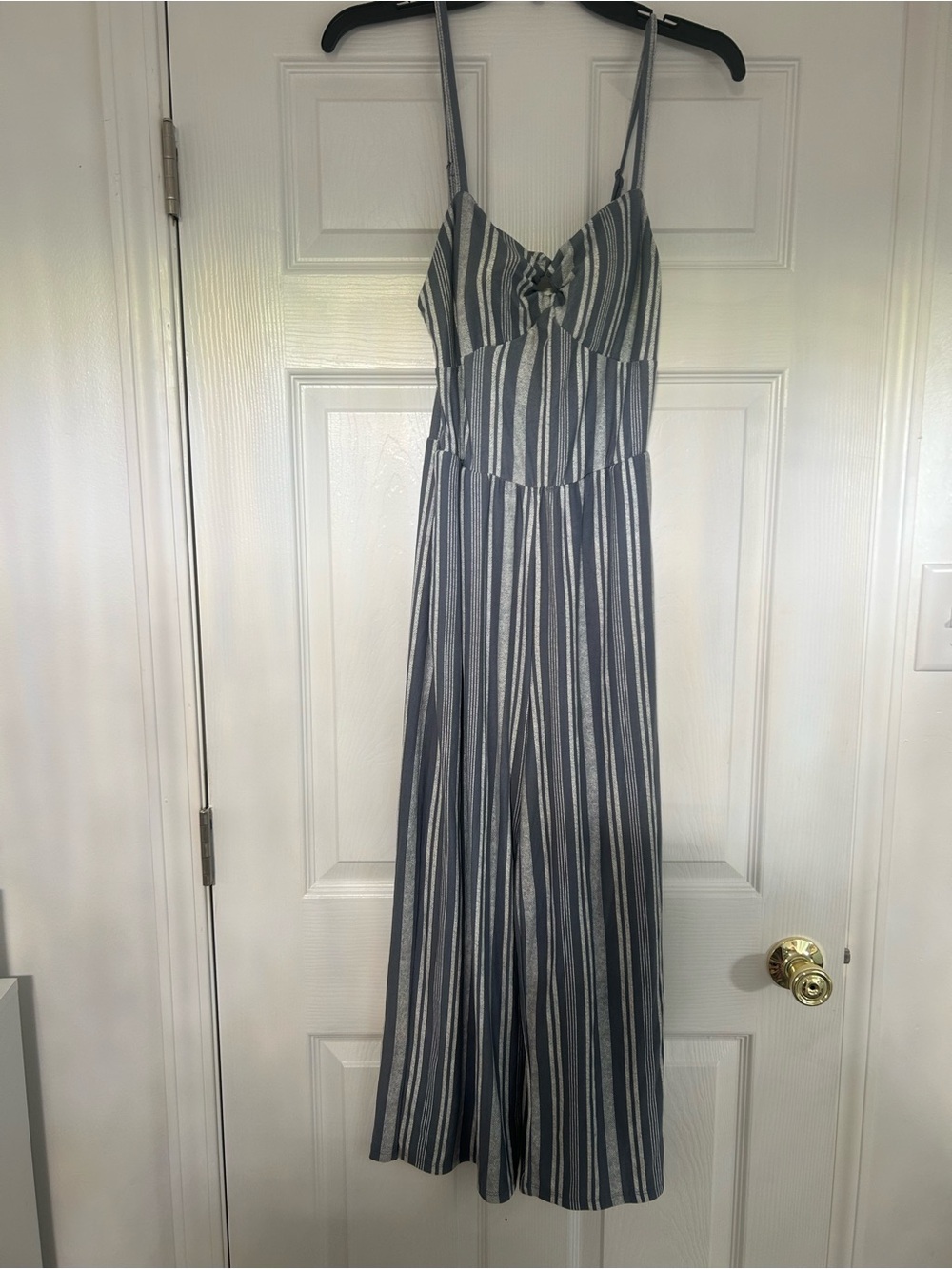 Derek Heart Blue and White Striped Sleeveless Jumpsuit Medium